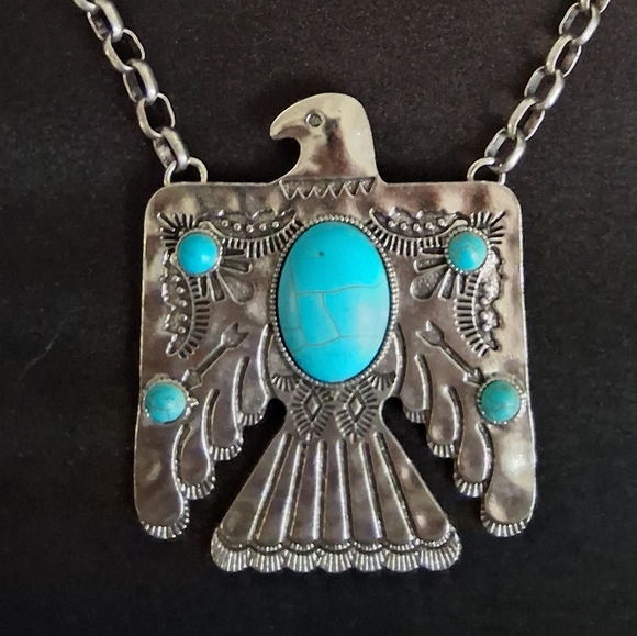 TURQUOISE THUNDERBIRD NECKLACE 18.5" - Picture 2 of 7